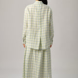 Statement Plaid Button-Back Shirt in Creamsicle