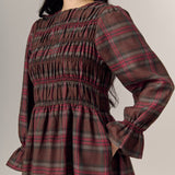Honeymoon Shirred Linen Dress in Cherry Bark