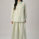 Statement Plaid Button-Back Shirt in Creamsicle