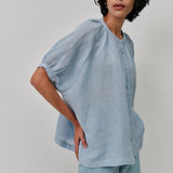 Lake Short Sleeve Linen Shirt in Cornflower