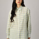 Statement Plaid Button-Back Shirt in Creamsicle