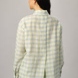 Statement Plaid Button-Back Shirt in Creamsicle