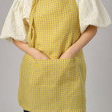 Ina Linen Gingham Apron in Butter
