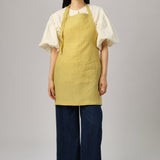 Ina Linen Gingham Apron in Butter