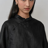 Narumi Linen Tunic in Noir