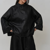 Narumi Linen Tunic in Noir