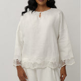 Ares Linen Top in Porcelain