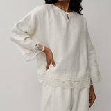Ares Linen Top in Porcelain