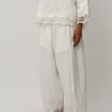 Sculptor Embroidered Linen Pants in Porcelain