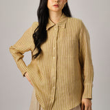 The Great Linen Striped Shirt in Butter