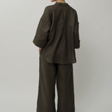 Lennox Linen Trousers in Cypress Green