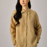 The Great Linen Striped Shirt in Butter