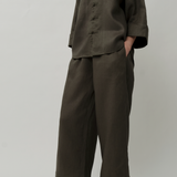 Lennox Linen Trousers in Cypress Green