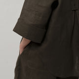 Lennox Linen Trousers in Cypress Green