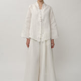 Ophelia Linen Kebaya Top in Porcelain
