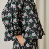 Asha 2-Piece Ramie Blouse in Violet Floral