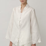 Ophelia Linen Kebaya Top in Porcelain
