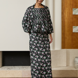 Asha 2-Piece Ramie Blouse in Violet Floral