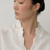 Ophelia Linen Kebaya Top in Porcelain