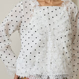 Collete 2-Piece Ramie Blouse in White Polka