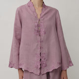 Ophelia Linen Kebaya Top in Lilac