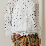 Collete 2-Piece Ramie Blouse in White Polka