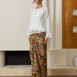 Collete 2-Piece Ramie Blouse in White Polka