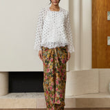 Collete 2-Piece Ramie Blouse in White Polka