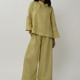 Lennox Linen Trousers in Linden Green