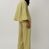 Lennox Linen Trousers in Linden Green