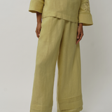 Lennox Linen Trousers in Linden Green