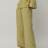 Lennox Linen Trousers in Linden Green