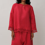 Ares Linen Top in Chilli Pepper