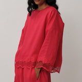 Ares Linen Top in Chilli Pepper
