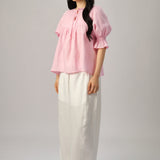 Holiday Linen  Blouse in Ballet Pink