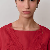 Colette 2-Piece Linen Blouse in Chili Pepper