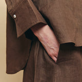 Sculptor Linen Pants in Chocolate