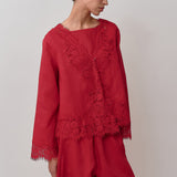 Colette 2-Piece Linen Blouse in Chili Pepper