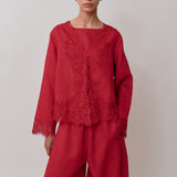 Colette 2-Piece Linen Blouse in Chili Pepper