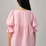 Holiday Linen  Blouse in Ballet Pink
