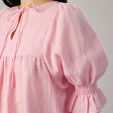 Holiday Linen  Blouse in Ballet Pink