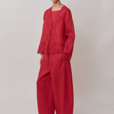 Colette 2-Piece Linen Blouse in Chili Pepper