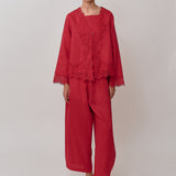Colette 2-Piece Linen Blouse in Chili Pepper