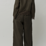 Colette 2-Piece Linen Blouse in Cypress Green