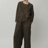 Colette 2-Piece Linen Blouse in Cypress Green