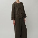 Colette 2-Piece Linen Blouse in Cypress Green