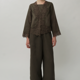 Lennox Linen Trousers in Cypress Green
