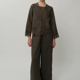Colette 2-Piece Linen Blouse in Cypress Green