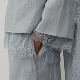 Salon Linen Top in Powder Blue