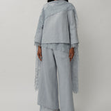 Salon Linen Top in Powder Blue